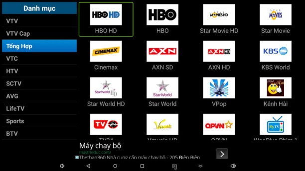 Xem trên 200 kênh truyền hình trên thiết bị Android TV BOX Dadung